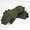 Рукавиці чоловічі водонепроникні на хутрі із сенсорними вставками для керування смартфоном Олива L - XL, фото 6