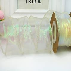 Стрічка з органзи перламутрова 4 см, кремовий