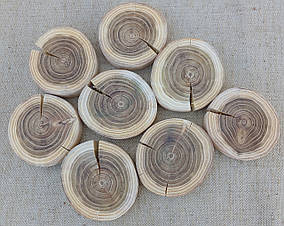 Зрізи дерева для декору, творчості, рукоділля, шліфовані з двох сторін d 7-8 см. (8 шт)
