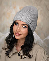 В'язана шапка "Аліса" колір сірий