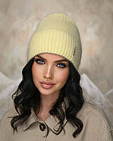 В'язана шапка "Аліса" колір жовтий