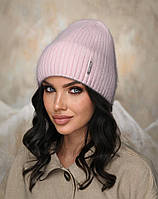 В'язана шапка "Аліса" колір пудра