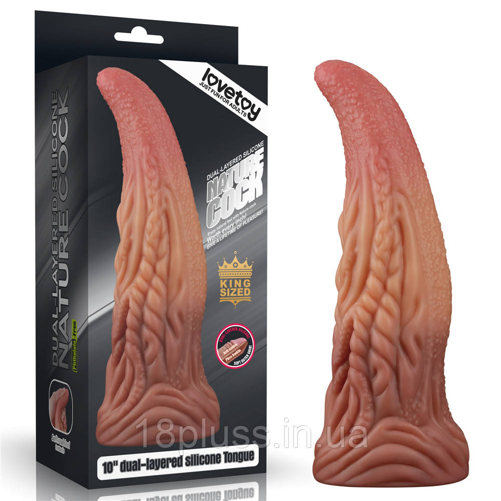 Реалістичний силіконовий фалоімітатор із присоскою Dual-Layered Platinum Silicone Nature Cock 10" Brown, фото 1