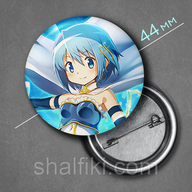 "Саяка Мікі (Чарівниця Мадока Магіка)" значок круглий на булавці Ø44 мм, фото 1