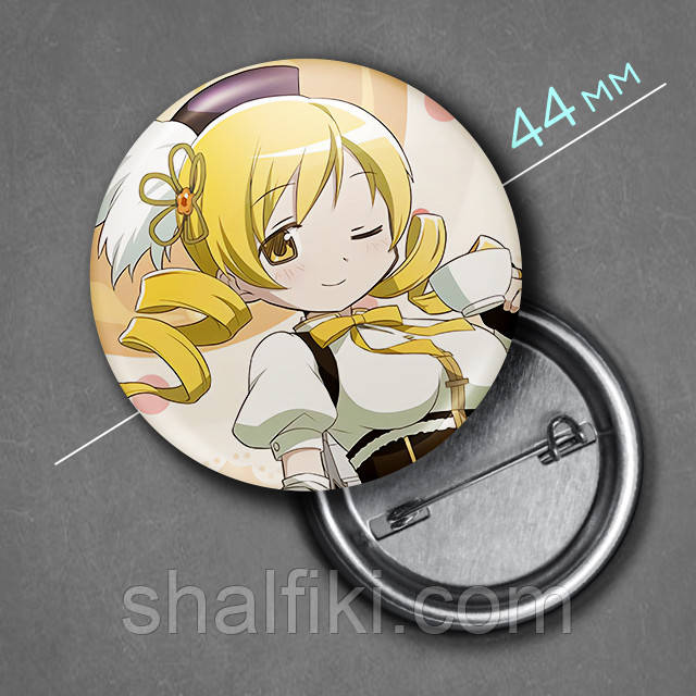 "Мамі Томое (Чарівниця Мадока Магіка)" значок круглий на булавці Ø44 мм, фото 1