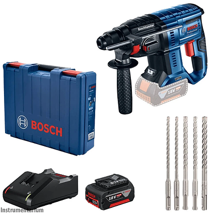 Професійний акумуляторний перфоратор Bosch Professional GBH 180-Li : з АКБ 18V 4.0Ah, 2 Дж, SDS plus, набор свердл, фото 1