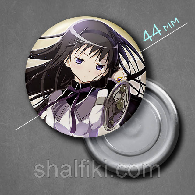 "Хомура Акемі (Чарівниця Мадока Магіка)" магніт круглий Ø44 мм, фото 1