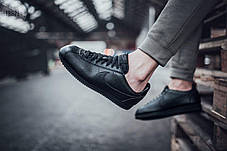 Чоловічі кросівки Nike Cortez Black Leather Кеди Найк Кортез низькі чорні шкіра демісезон, фото 3