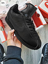 Чоловічі кросівки Nike Cortez Black Leather Кеди Найк Кортез низькі чорні шкіра демісезон, фото 4