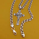 Чоловіча срібна цепочка з хрестиком. Бісмарк і хрест оригінальний 55 см, фото 7