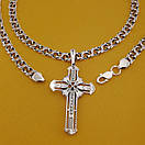 Чоловіча срібна цепочка з хрестиком. Бісмарк і хрест оригінальний 55 см, фото 6