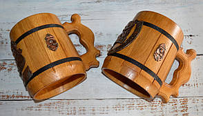 Набір пивних келихів із нанесенням металу "Будьмо" і "Козацька розвага"