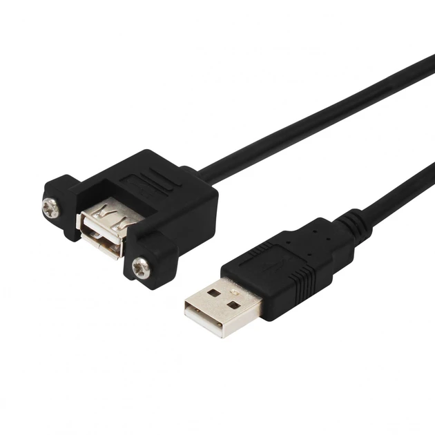 Подовжувач, кабель USB2.0 штекерний-гніздовий із гвинтовими отворами для кріплення 2 м