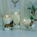 CHIJIRE різдвяні скляні білі мерехтливі без полум'яні свічки з таймером на батарейках набір з 3 справжніх воскових святкових вікон, фото 3
