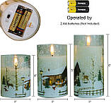 CHIJIRE різдвяні скляні білі мерехтливі без полум'яні свічки з таймером на батарейках набір з 3 справжніх воскових святкових вікон, фото 5