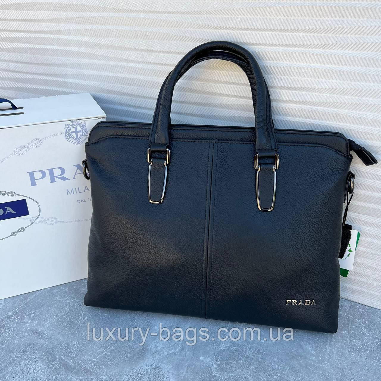 Чоловіча шкіряна сумка-портфель Prada