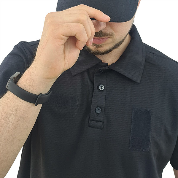 Тактична футболка-поло "Поліція" COOL PASS. чорна (M-TM) р 48-50/5, фото 1