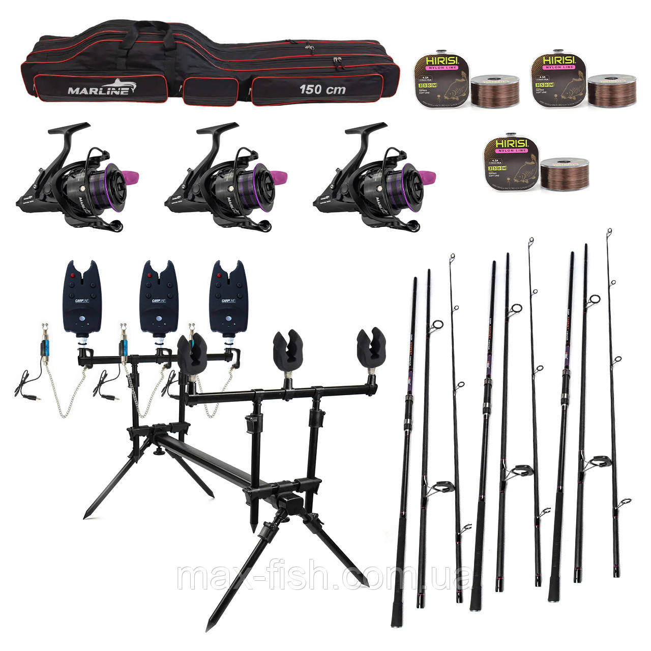 Карповий набір Вудилища Weida Carp Expert 3,60 м + котушки + Род Под на 3 Вудилища + Свінгери + Сигналізатори