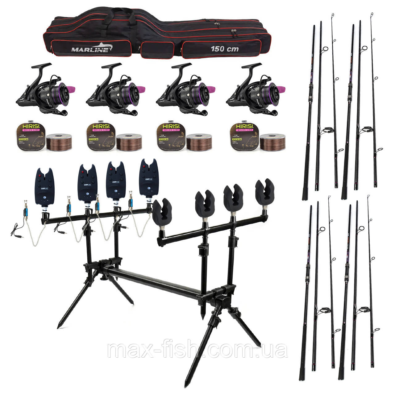 Карповий набір Вудилища Weida Carp Expert 3,60 м + котушки + Род Под на 4 Вудилища + Свінгери + Сигналізатори