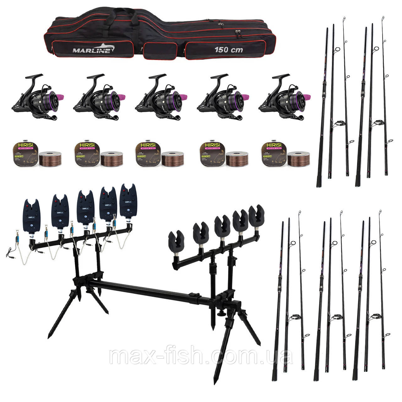 Карповий набір Вудилища Weida Carp Expert 3,60 м + котушки + Род Под на 5 Вудилища + Свінгери + Сигналізатори