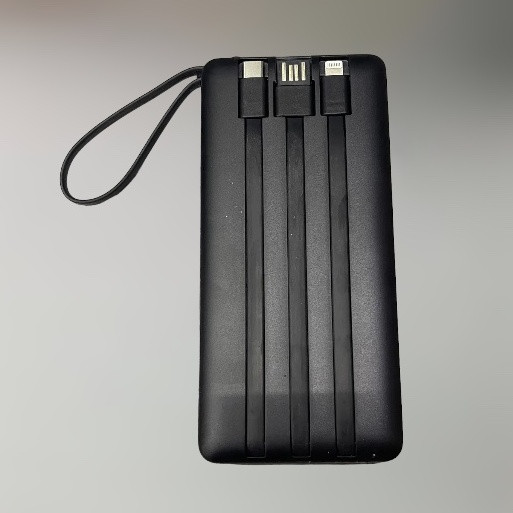 Зовнішній акумулятор VEGER C10 10000mAh Power Bank, 4 вбудованих кабелі, повербанк, Чорний