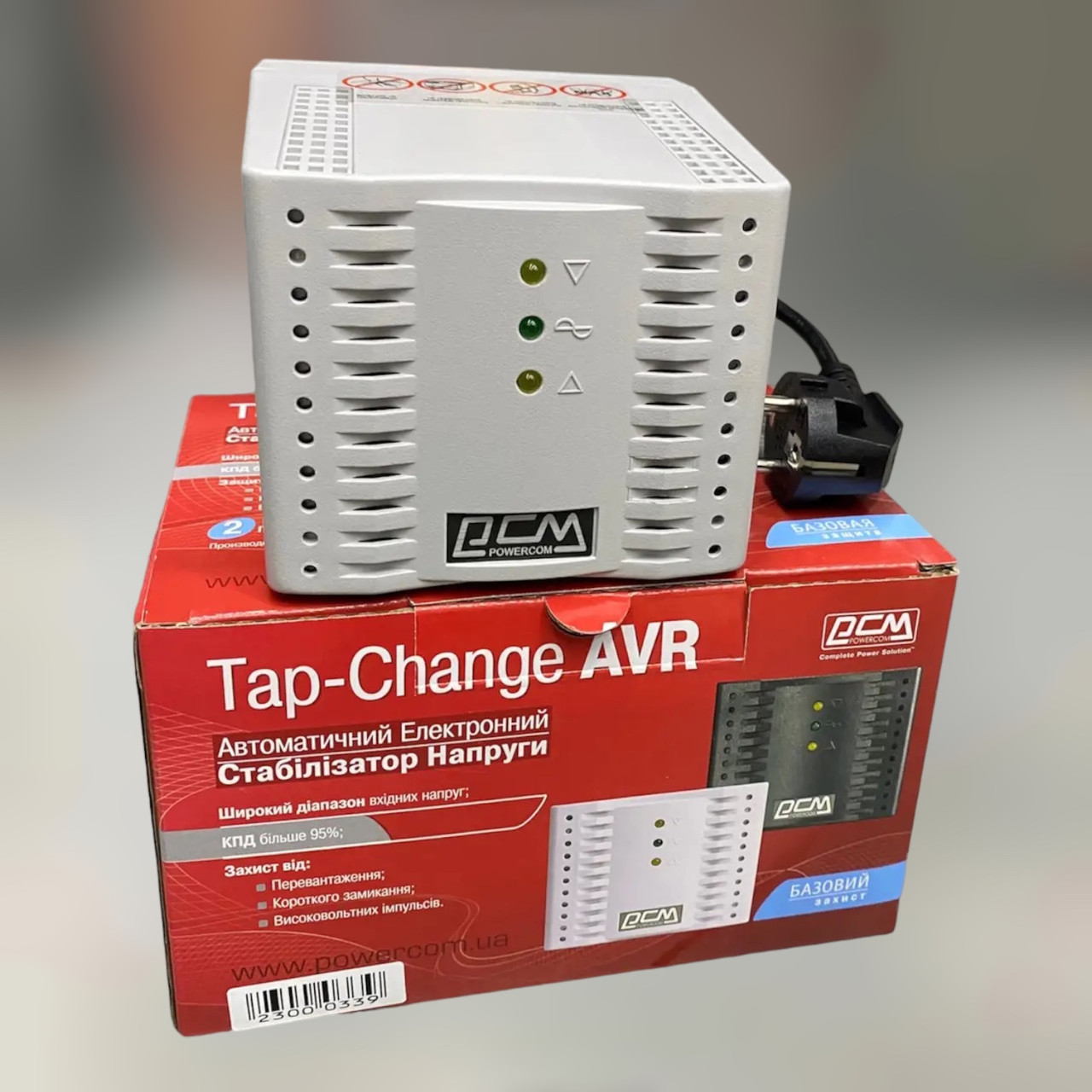 Стабілізатор напруги Powercom TCA-1200 4 x EURO (Schuko), 1200 ВА / 600 Вт, колір Білий