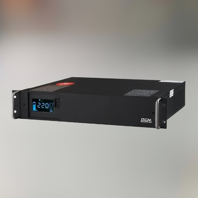 Джерело безперебійного живлення Powercom KIN-1500AP RM LCD (2U), 1500 ВА / 1200 Вт, 4+2 розетки IEC C13, RS-232, AVR, ДБЖ