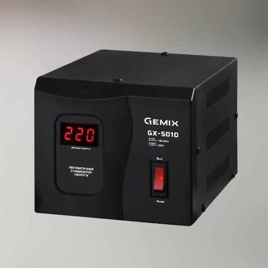 Стабілізатор напруги Gemix GX-501D, 350 Вт, релейний, цифровий, автоматичний стабілізатор напруги