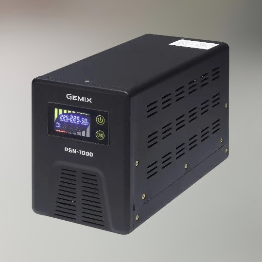ДБЖ для зовнішнього акумулятора Gemix PSN-1000, 600 Вт, 2 розетки Schuko, AVR, чиста синусоїда, UPS