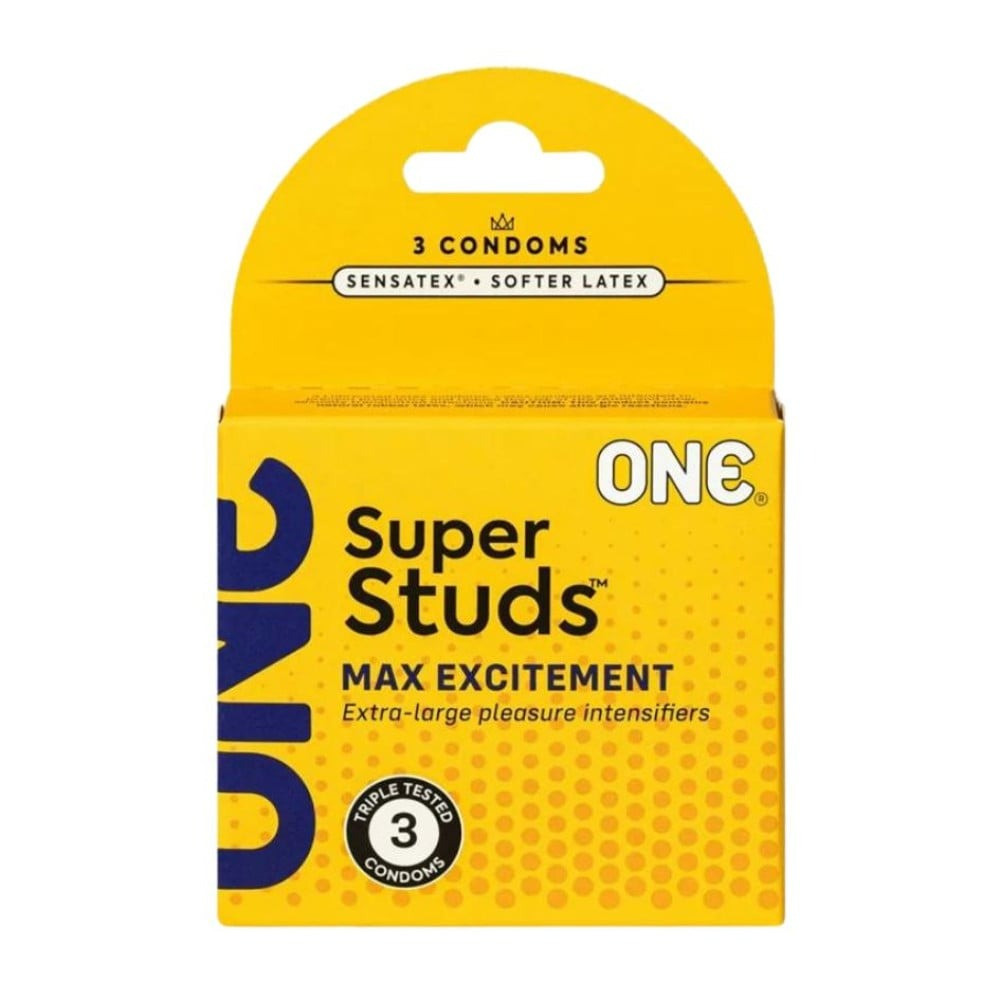 Презервативи ONE Super Studs рельєфні в упаковці (ціна за упаковку, 3 шт.) Кітті
