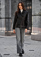 Жіноча Шкіряна Куртка Стаф Однотонна Базова Staff Of Seli