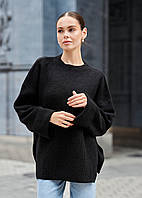 Жіноча В'язана Кофта Стаф Оверсайз Чорна Базова Staff Lun Black Oversize Seli