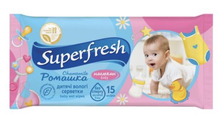 Дитячі вологі серветки Superfresh Baby  Ромашка 15 шт.