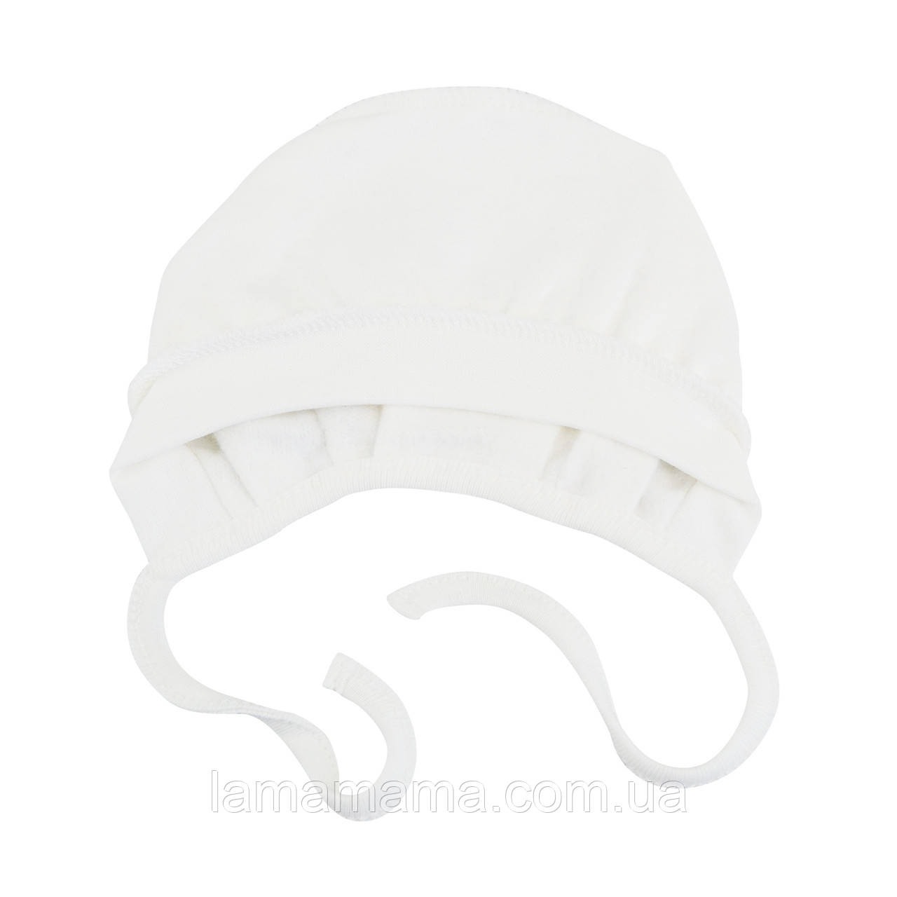 Теплий чепчик на зав'язках для малюків (футер із начосом) My love Молочний Minikin, фото 1