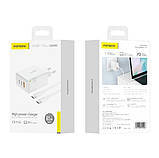 Мережевий зарядний пристрій Foneng GAN65 USB-A 2xUSB-C GaN 65W White + кабель USB-C, фото 2