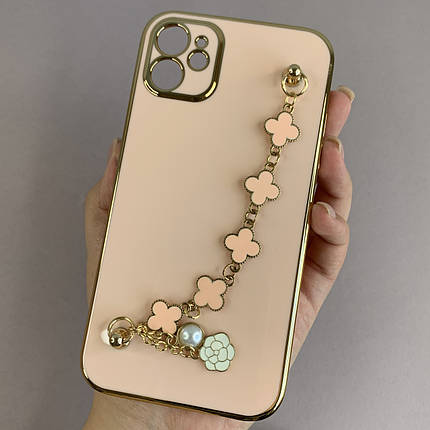 Чохол для Apple iPhone 11 чохол із ланцюжком на телефон айфон 11 пудровий l3o, фото 1