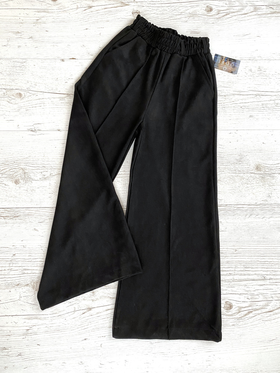 Дитячі теплі широкі брюки палаццо для дівчинки 7 - 12 років, колір чорний, штани для дівчинки, фото 1