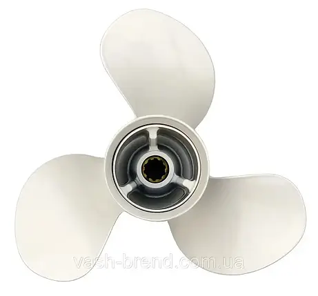 Гвинт для човнового мотора Yamaha 15 к.с. 63V-45952-10-EL Y-15HP 3x9-1/4x9-3/4 алюмінієвий Pana-Silver, фото 1