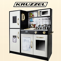 Дитяча дерев'яна кухня з посудом KRUZZEL Чорна, фото 4