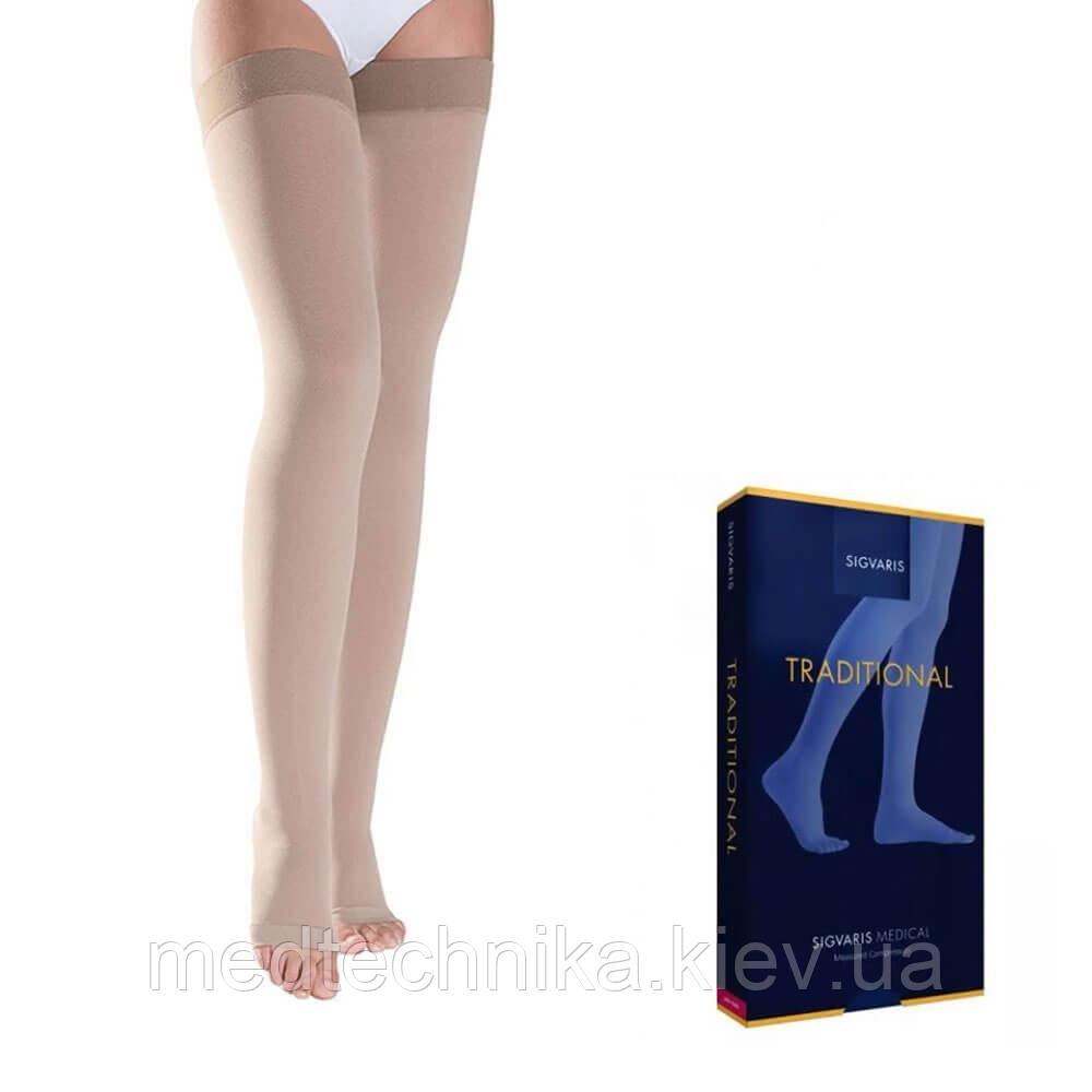 Панчохи компресійні, 2 клас, 23-32 мм рт.ст. із силіконовим фіксатором, відкритий носок, Specialities TRADITIONAL,, фото 1
