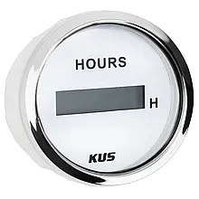 Лічильник мотогодин Wema Kus білий CCUR-WS KY39202 для човна та катера 12V 53 мм цифровий з жовтим та червоним підсвічуванням