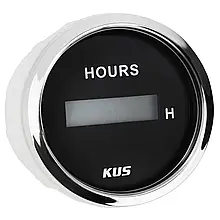 Лічильник мотогодин Wema Kus чорний CCUR-BS KY39000 для човна і катера 52 мм цифровий 0-99999.9V 12 хромований дисплей з жовтим і