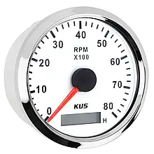 Тахометр і мотогодинники Wema Kus білий CMHB-WS-8KL K-Y07107 для човна і катера 0-8000 об/хв 12/24В з ЖК-дисплеєм і підсвіткою