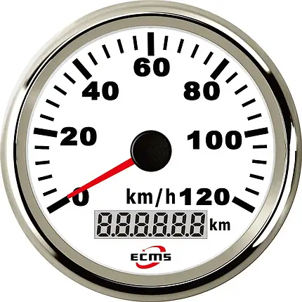 GPS спідометр ECMS білий PMG3-WS-120KL судновий для човна і катера аналоговий діаметр 90 мм робоча напруга 9-32 VDC, фото 1