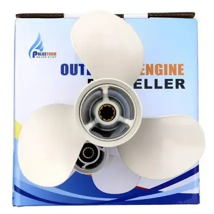 Гвинт для човнового мотора Tohatsu 5HP 7.8x8 алюмінієвий Polaris 3 лопаті праве обертання крок 8 дюймів, фото 3