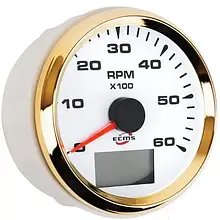 Тахометр зі лічильником мотогодин ECMS білий HMH3-WG-6KL 902-00012 для човна та катера аналоговий 0-6000 об/хв діаметр 90 мм