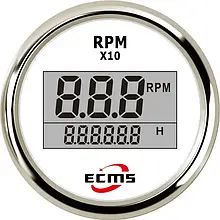 Тахометр зі лічильником мотогодин ECMS білий PLT2-WS-RPM 800-00261 для човна та катера цифровий діаметр 55 мм