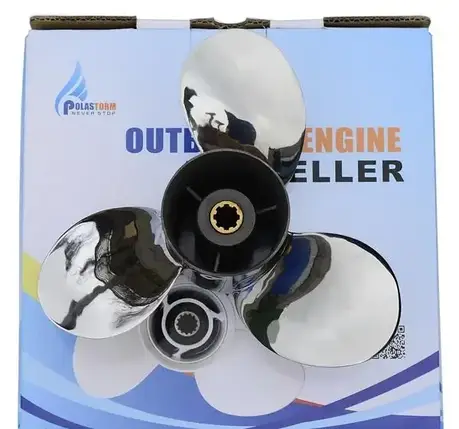 Гвинт для човнового мотора Yamaha 20-30 HP 9-7/8x12-F нержавійка 664-45954-01-EL нержавійка Polaris, фото 4