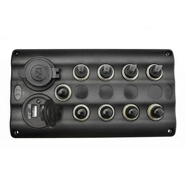 Панель RYE на 4 перемикачі автомат 82х107 мм + прикурювач і USB порт HF60-046PN для човна і катера