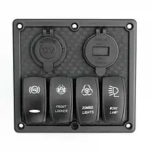 Панель перемикання на 4 кнопки з USB Вольтметр і прикурювач YUJ 4 для човна і катера новий пристрій для навігації і зарядки.